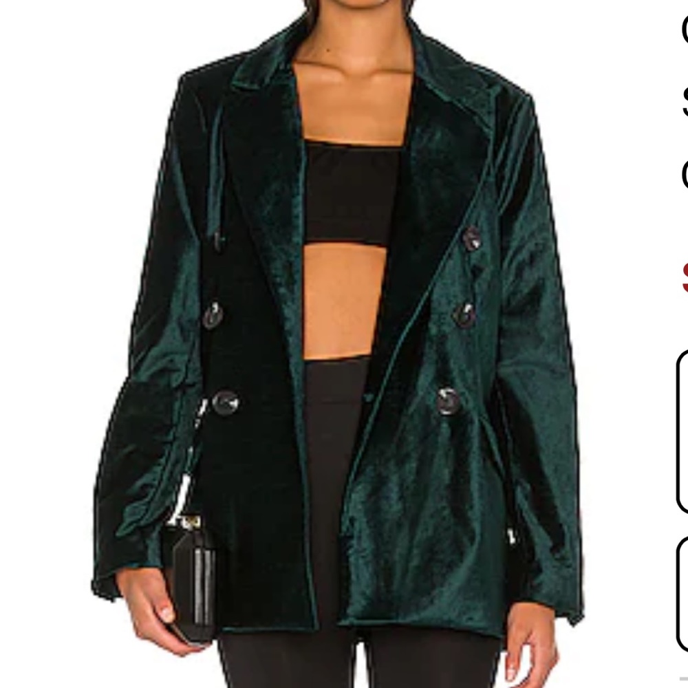 Free People Ashby Velvet Button Front Blazer Jade, Size XS, only worn once